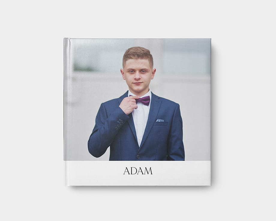 kvadratisk XL fotobog med hårdt omslag og layflat indbinding