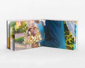 Layflat liggende L fotobog med hårdt omslag