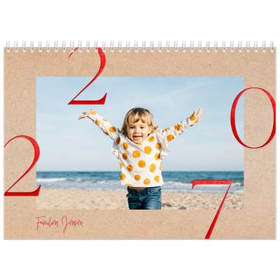 Fotokalender A4 dobbelt (30 x 40 cm) — Røde elementer [kalender forside]