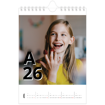 A5 Foto Kalender — Bogstav og tal [April]
