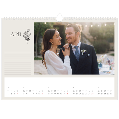 A3 Foto Kalender — Initialer i blomst [April]
