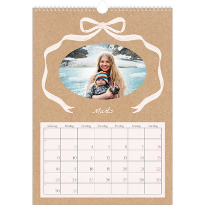 Årskalender A3 — Ramme med sløjfe [Marts]