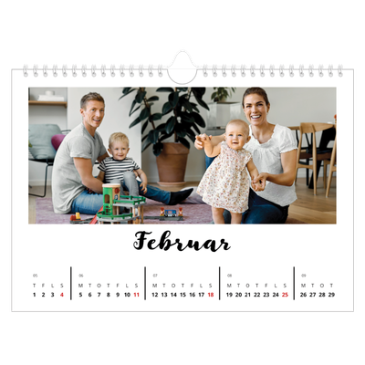 Fotokalender A4 — Håndskrevet [Februar]