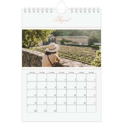 A5 Foto Kalender — Elegant guld [April]