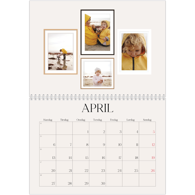 Fotokalender A4 dobbelt (30 x 40 cm) — Billedvæg [April]