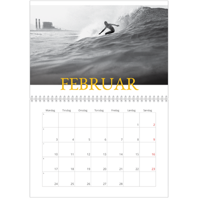 Fotokalender A4 dobbelt (30 x 40 cm) — Heritage-stil [Februar]