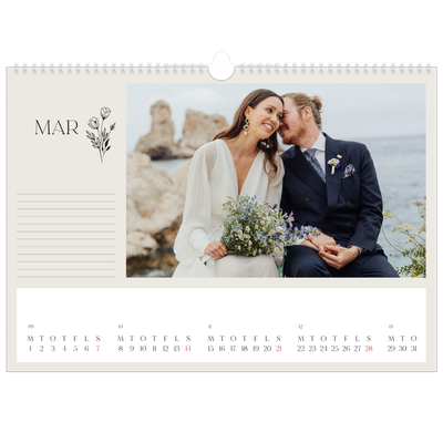 A3 Foto Kalender — Initialer i blomst [Marts]