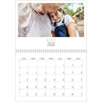 Fotokalender A4 dobbelt (30 x 40 cm) — Flere fonter [kalender forside]