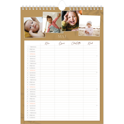 A4 Familiekalender — Jordnært design - Familie på 4 [kalender forside]
