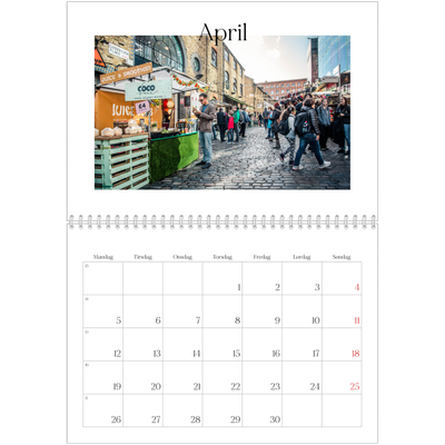 Fotokalender A4 dobbelt (30 x 40 cm) — Min rejseskildring [April]