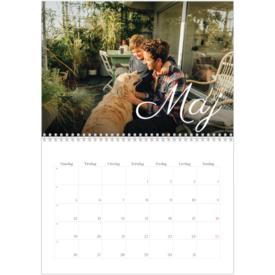 Fotokalender A4 dobbelt (30 x 40 cm) — Håndskreven måned [kalender forside]