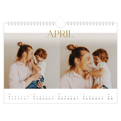 Fotokalender A4 — Guld stor skrift [April]