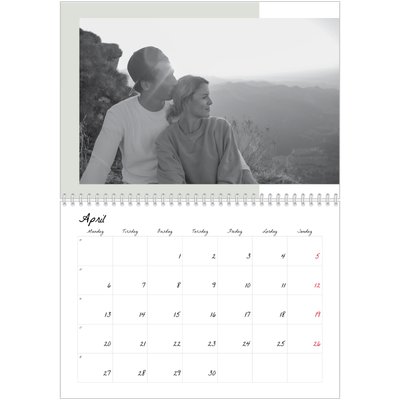 Fotokalender A4 dobbelt (30 x 40 cm) — Farverige rammer [April]