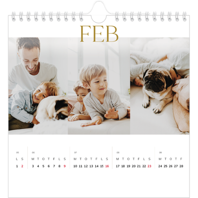 Årskalender kvadratisk — Guld stor skrift [Februar]