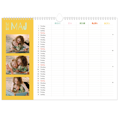 A3 Foto Kalender — Farverigt design - Familie på 5 [kalender forside]
