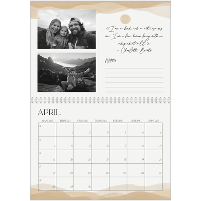 Fotokalender A4 dobbelt (30 x 40 cm) — Velvære citater [April]