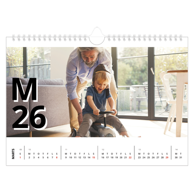 Fotokalender A4 — Bogstav og tal [Marts]