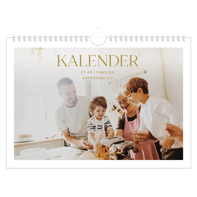Fotokalender A4 — Guld stor skrift [kalender forside]