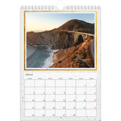 Fotokalender A4 (20 x 30 cm) — Guld og mamor [Februar]