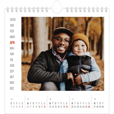 Årskalender kvadratisk — Røde højdepunkter [April]