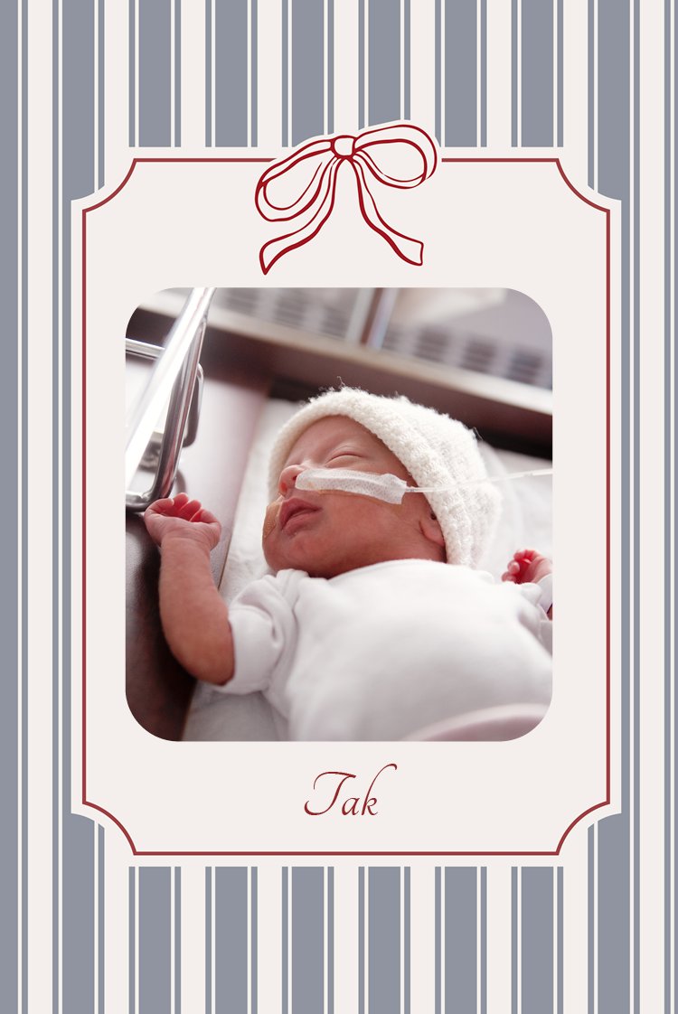 Takkekort — Nålestriber og sløjfe