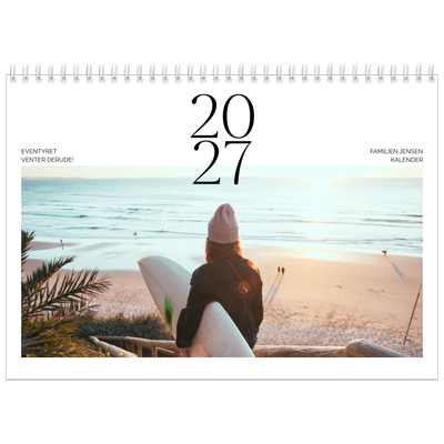 Fotokalender A4 dobbelt (30 x 40 cm) — Surfing i solnedgangen [kalender forside]