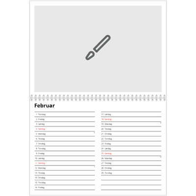 Fotokalender A4 dobbelt (30 x 40 cm) — Design selv [Februar]