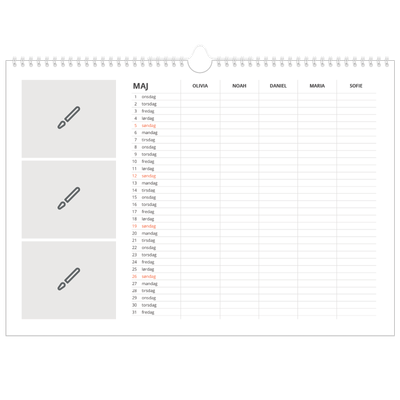 A3 Foto Kalender — Design selv - Familie på 5 [kalender forside]