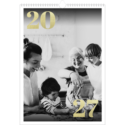 Årskalender A3 — Store tal i glitter [kalender forside]