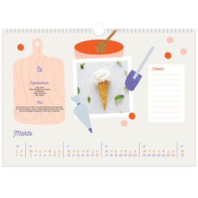 A3 Foto Kalender — Året i opskrifter [Marts]