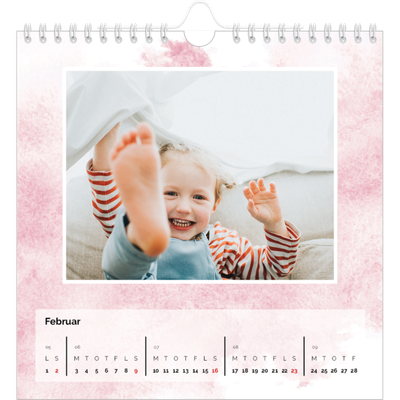 Årskalender kvadratisk — Akvarel baggrunde [Februar]