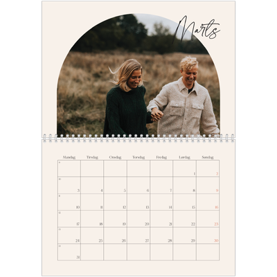 Fotokalender A4 dobbelt (30 x 40 cm) — Buet billederamme [Marts]