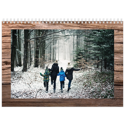 Fotokalender A4 dobbelt (30 x 40 cm) — Paneler i træ [kalender forside]