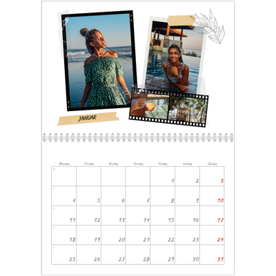 Fotokalender A4 dobbelt (30 x 40 cm) — Scrapbook stil [Januar]