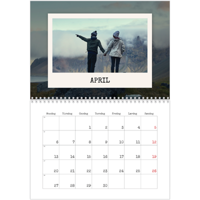 Fotokalender A4 dobbelt (30 x 40 cm) — Portrætudgaven [April]