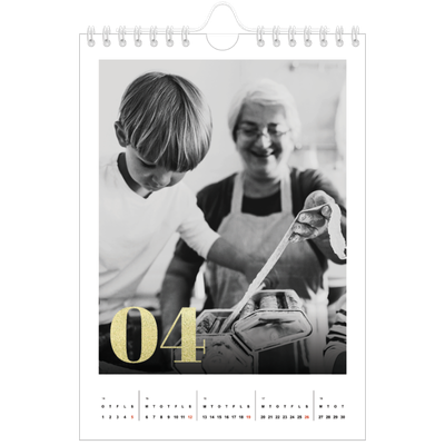 A5 Foto Kalender — Store tal i glitter [April]