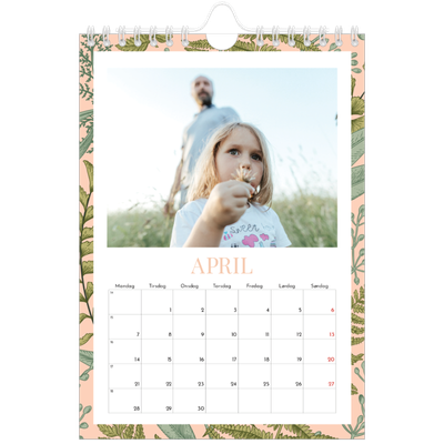 A5 Foto Kalender — Blomstret tapet [April]