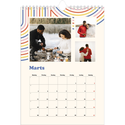 Fotokalender A4 (20 x 30 cm) — Retro striber [Marts]