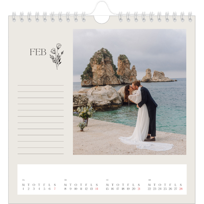 Årskalender kvadratisk — Initialer i blomst [Februar]