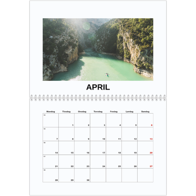 Fotokalender A4 dobbelt (30 x 40 cm) — Simpelt billede [April]
