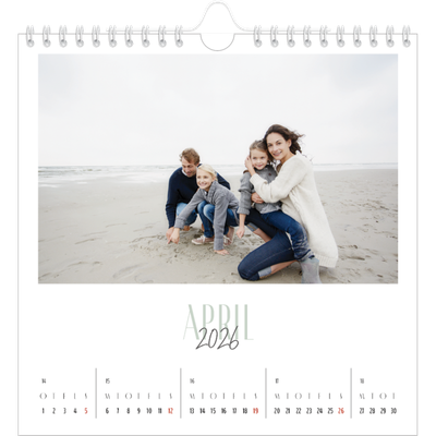 Årskalender kvadratisk — Flere fonter [April]