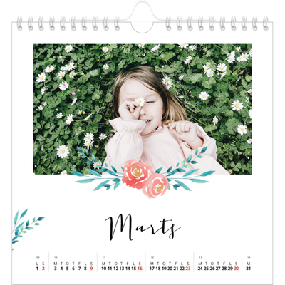 Årskalender kvadratisk — Blomsterillustrationer [Marts]