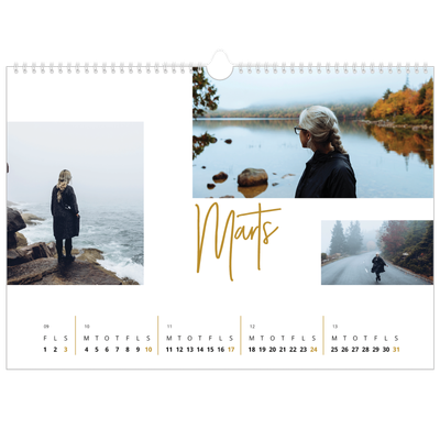 A3 Foto Kalender — Guldstift [Marts]