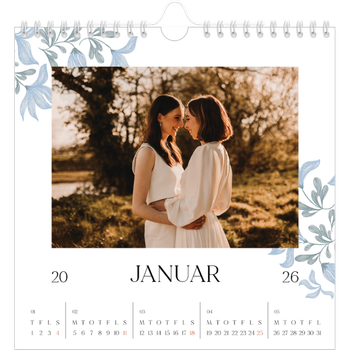 Kvadratisk Fotokalender — Elegant blomstret