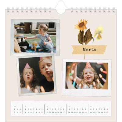 Årskalender kvadratisk — Vintage scrapbooking [Marts]