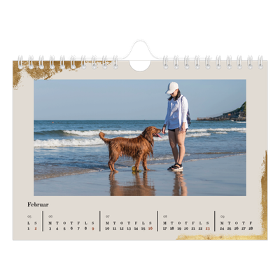 A5 Foto Kalender — Classic Gold [Februar]