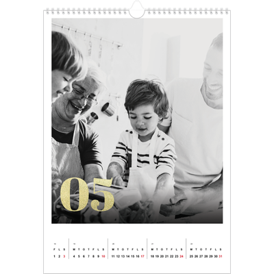 Årskalender A3 — Store tal i glitter [kalender forside]