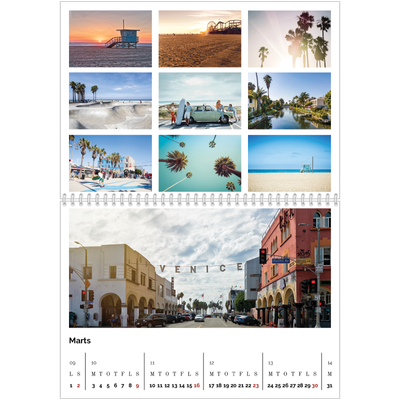 Fotokalender A4 dobbelt (30 x 40 cm) — Billedgrid [Marts]