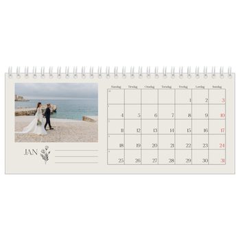Bordkalender med foto — Initialer i blomst
