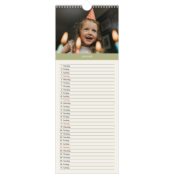 Køkkenkalender (15 x 40 cm) — Pastel kapitler